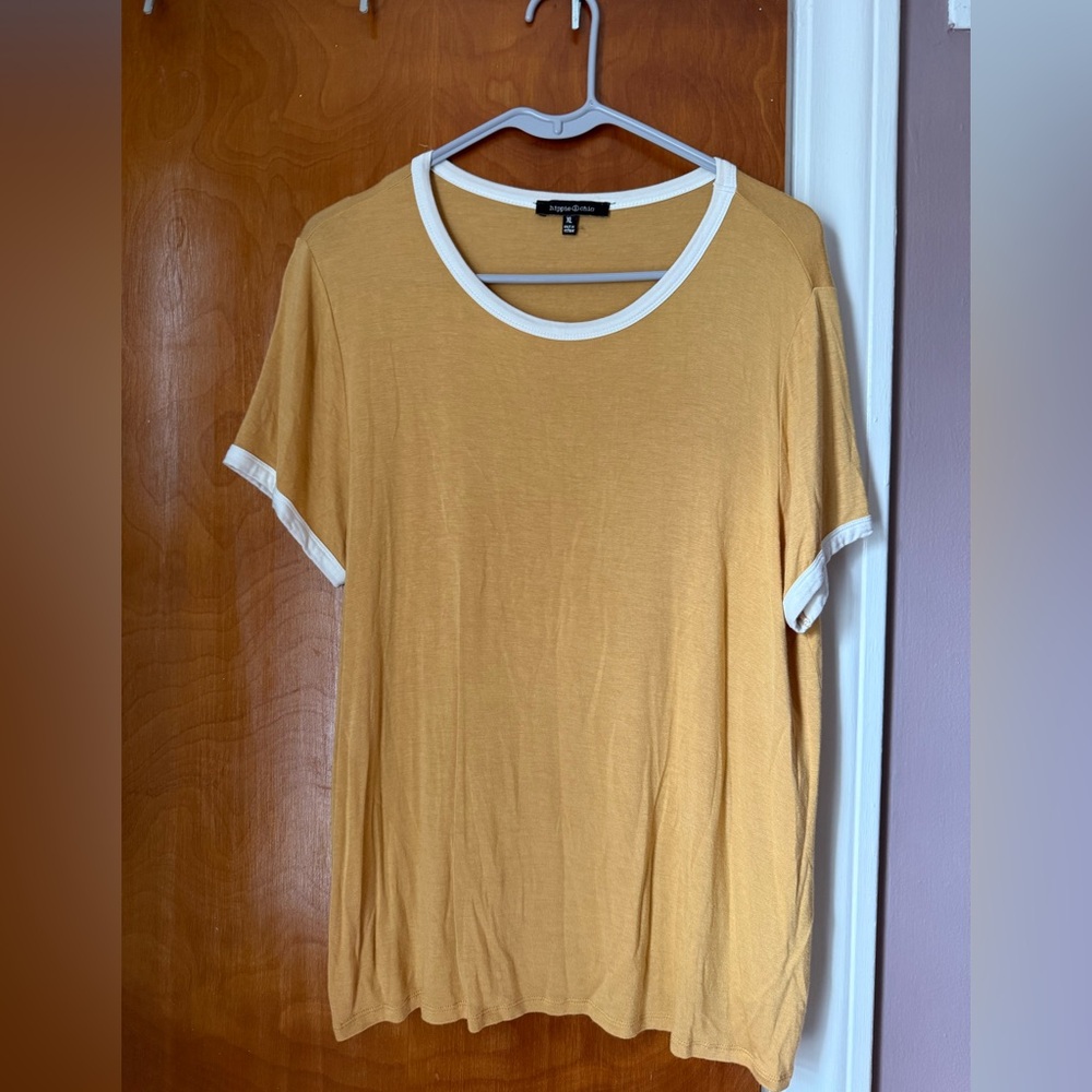 Yellow Short Sleeve Tee with White Trim